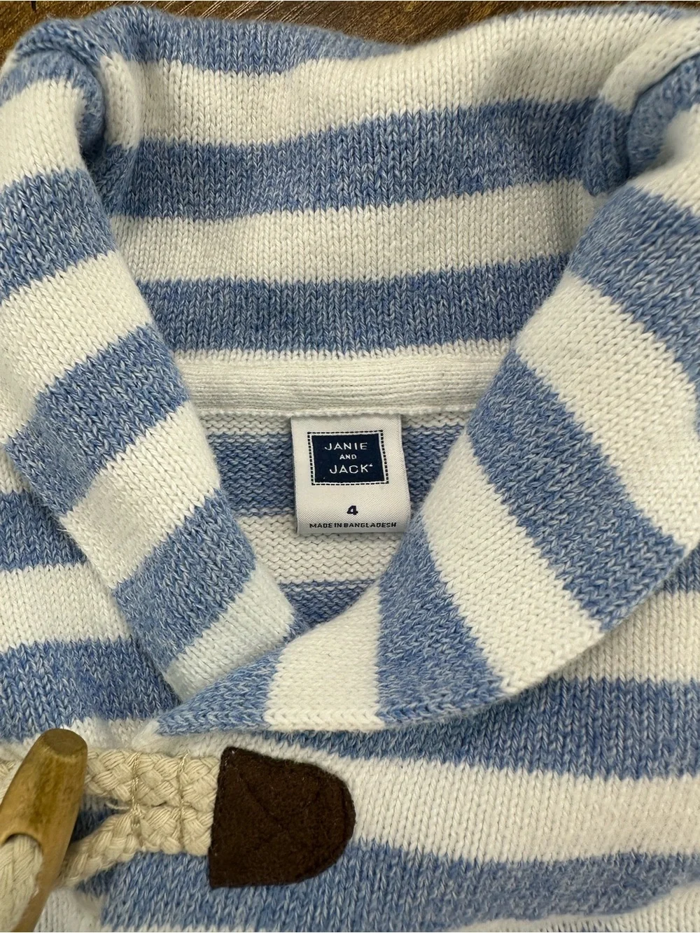 Janie and Jack Sky Stripe Shawl Collar Pullover Sweater, 4T - Picture 8 of 12